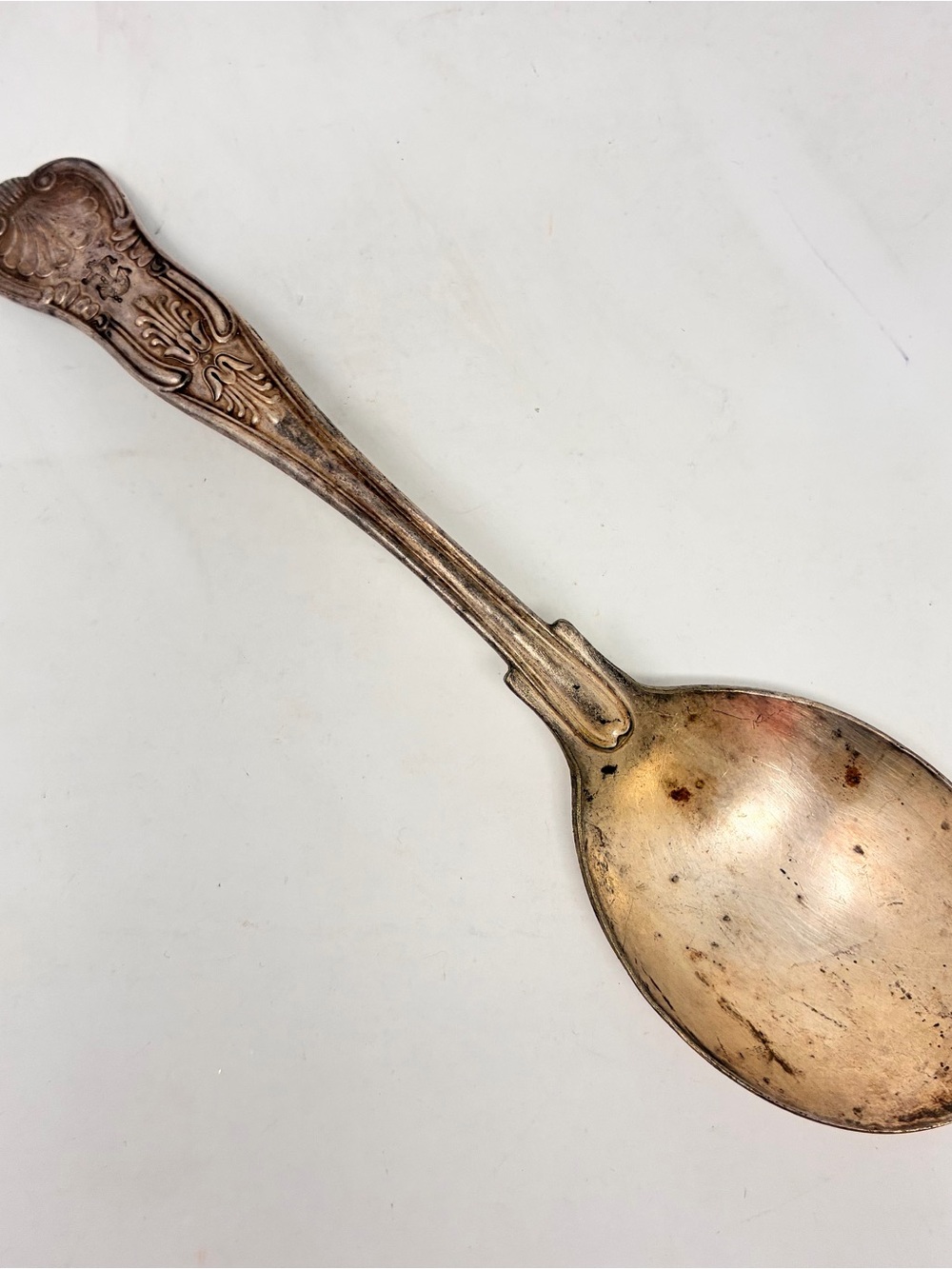 WWII US Navy Silver-Plated Soup Spoon 7.25" Kings Fouled Anchor Pattern